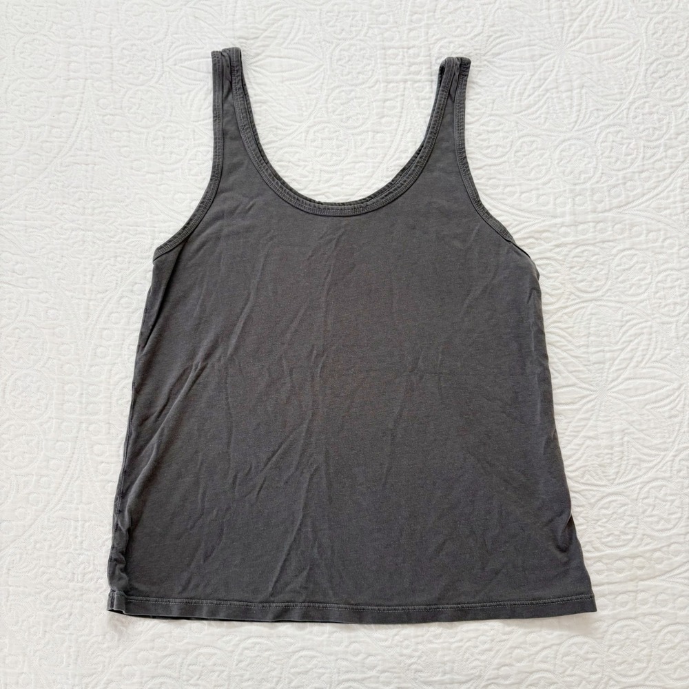 Mate the Label Scoop Neck Tank Top, Gray Sz M